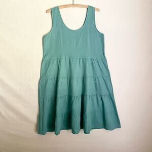 Cristina Vergani Linen teal Sleeveless Tiered Dress.Size Small.Great condition.